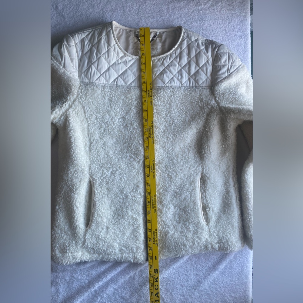 prAna Good Lux Sherpa Fleece Zip Jacket Off White Cozy Quilted Trim Women’s XL - Picture 7 of 16